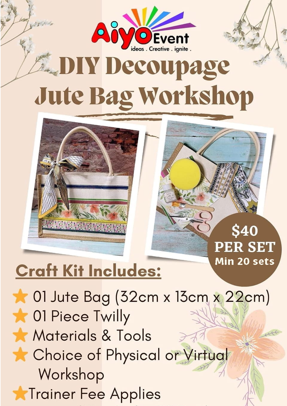 Decoupage Jute Bag